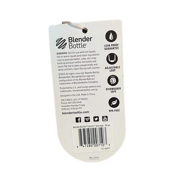 Blender Bottle 20oz Black, New with tags