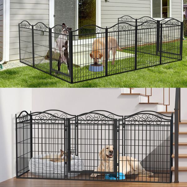 DIY Metal Dog Panel Pet Playpen Indoor Outdoor Fence for Small Medium Large Dogs