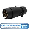 MASO 7 Pin Trailer Socket Plug Waterproof Electrical Plug Adapter for 7 Pin Trailer 12V Input Durable Plastic Construction