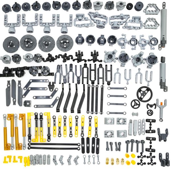 Habow 169pcs Technic-Parts Axle-Pin-Connector Compatible with Lego-Technic, Wheels Link Chain Steering Technic-Suspension Engine Technic Linear Actuator Shock Absorber MOC-Replacement-Pieces