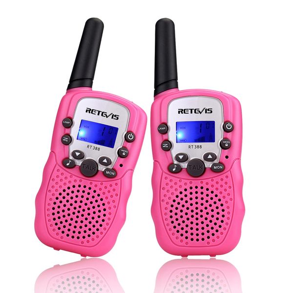 Retevis RT388 Walkie Talkies for Kids,Kids Toys Long Range 2 Way Radio,Kids Walkie Talkie for Birthday Gifts Outdoor Camping Family Trip(Pink 1 Pair)