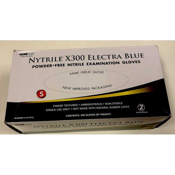 ONE BOX/300 GLOVES NYTRILE  X300 Electra Blue Powder-free Gloves Size S