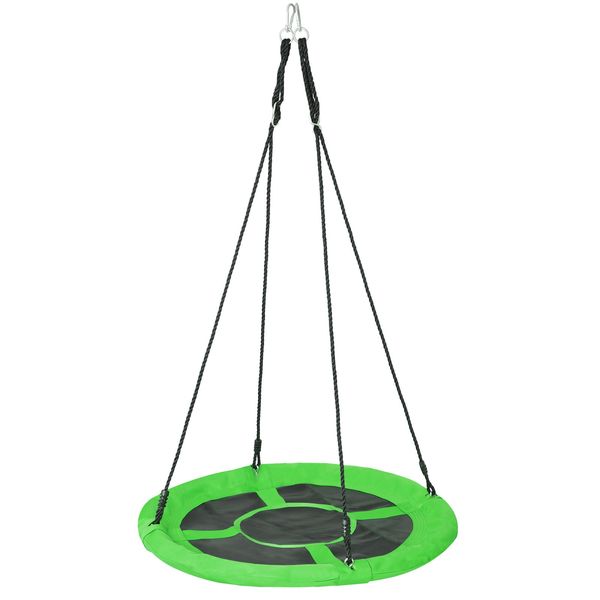 40" Spider Saucer Swing Set 360 Rotation Height Adjustable Metal Frame, Green