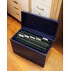 Foolscap Metal File Storage Box - Includes 5 Suspension Files, Plastic Tabs & Inserts GDPR Compliant (Blue)