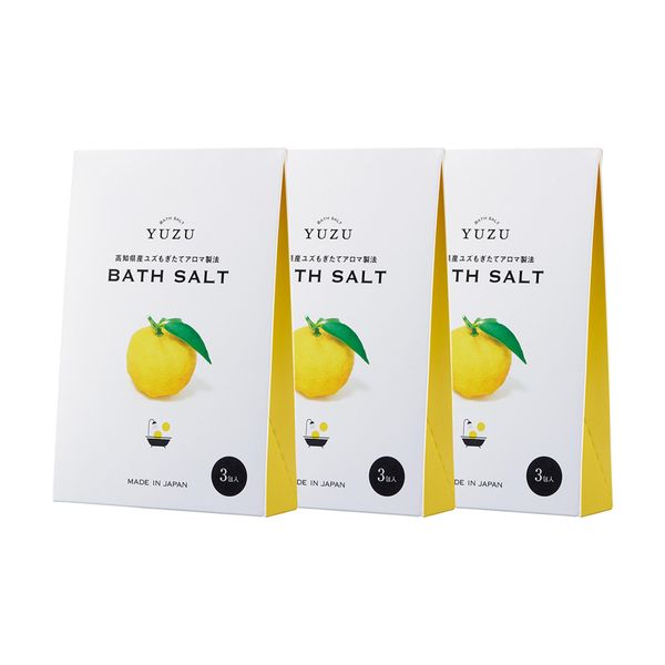 YUZU Daily Aroma Bath Salt, Kochi Prefecture, 1.4 oz (40 g) x 3 Packets, Bath Salt, Yuzu, Citrus, Made in Japan, Moisturizing, Hand Care, Gift, Present, Sea Salt