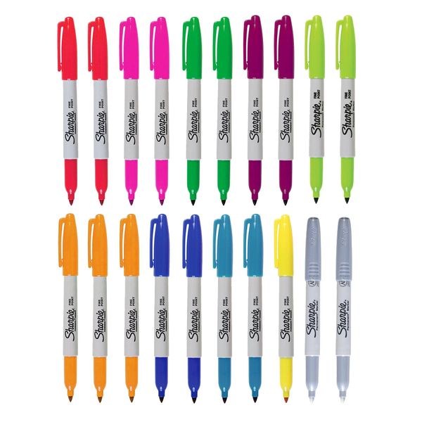 Veeu 20 Pack Rainbow Assorted Fine Point Permanent Marker Pens