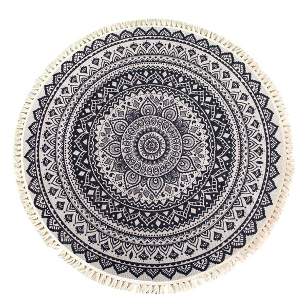 Terafeels Grey Rug 3ft Round Jute Rug Non-Slip Decorative Boho Round Area Rug Carpet Natural Area Rugs Soft Circle Rugs for Living Room Kitchen Bedroom Dia 90 cm, 3090