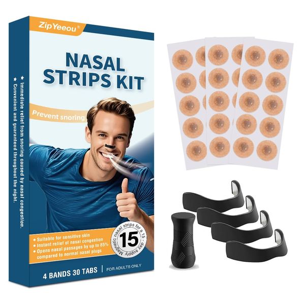 Nasal Strips, Magnetic Nose Strips, 15 Pairs Magnetic Nasal Strips, Upgraded Reusable Anti Snoring, Nose Strip Magnetic for Improved Sleep, Sweat-Proof Skin-Friendly Nasal Strips to Reduce Snoring