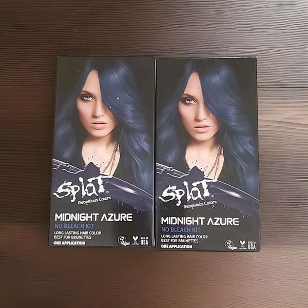 2 Pk Splat Semi-Permanent Midnight Azure Hair Color No Bleach Kit - 6oz