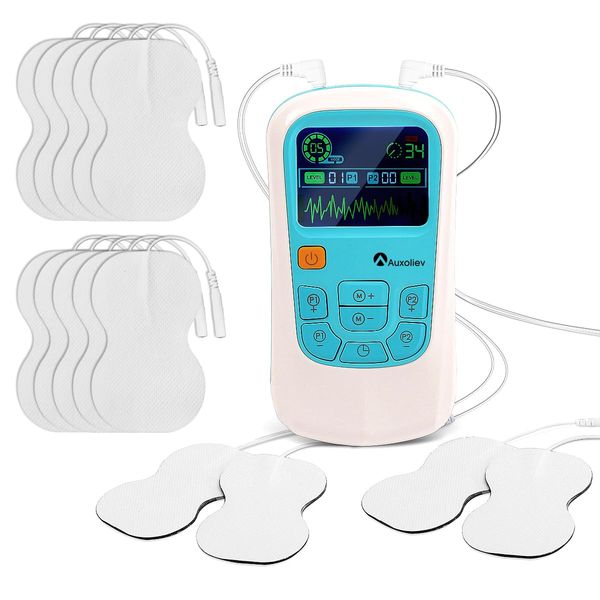 ﻿TENS and EMS Muscle Stimulator, Rechargeable Massager, 25 Modes and 50 Intensities for Back, Neck and Lumbar Pain Relief, with 4 Electrode Pads