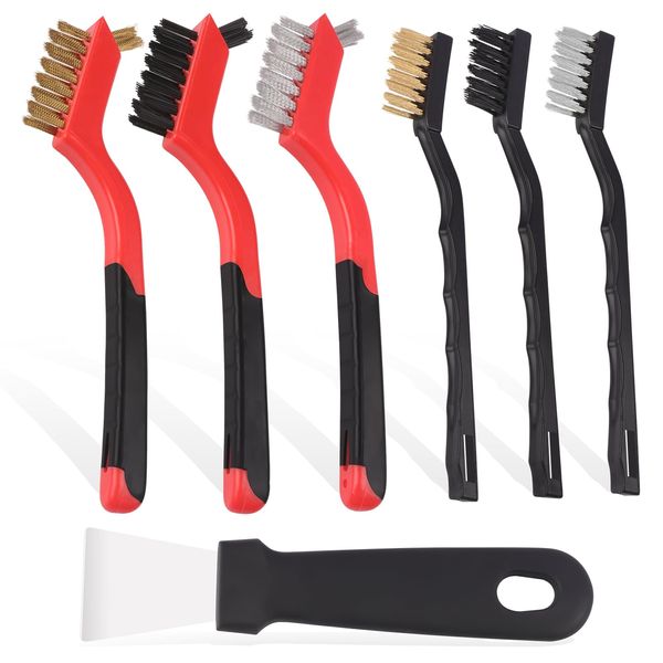 IROKCAKPT Wire Brush, Rust Proof Cleaning Brush, Channel Brush, Nylon, Handy Brush (Set of 7)