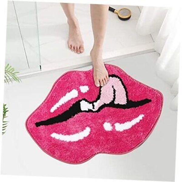 s Bathroom Rug, Cute Lips Bath Mat Door Mat Cartoon Bathroom Rugs for Pink Lip