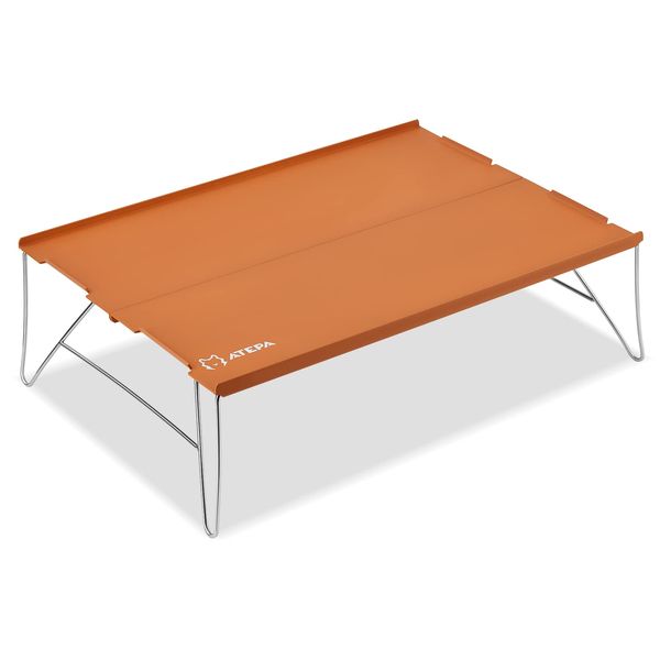 ATEPA Camping Folding Table, Outdoor Use, Mini Aluminum, Lightweight, Solo Camping, Folding, Low Table, Camping Equipment, Touring, Mountain Climbing, BBQ Desk, Storage Bag Included