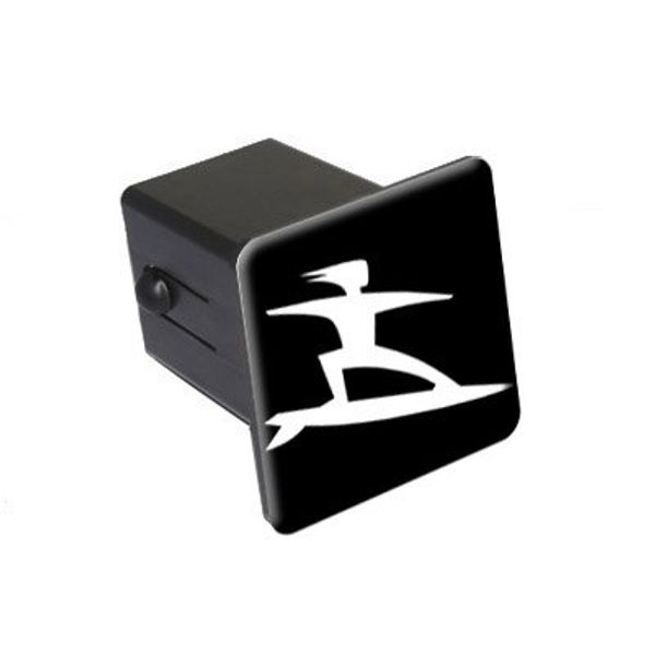 Surfer White On Black - 2" Tow Trailer Hitch Cover Plug Insert