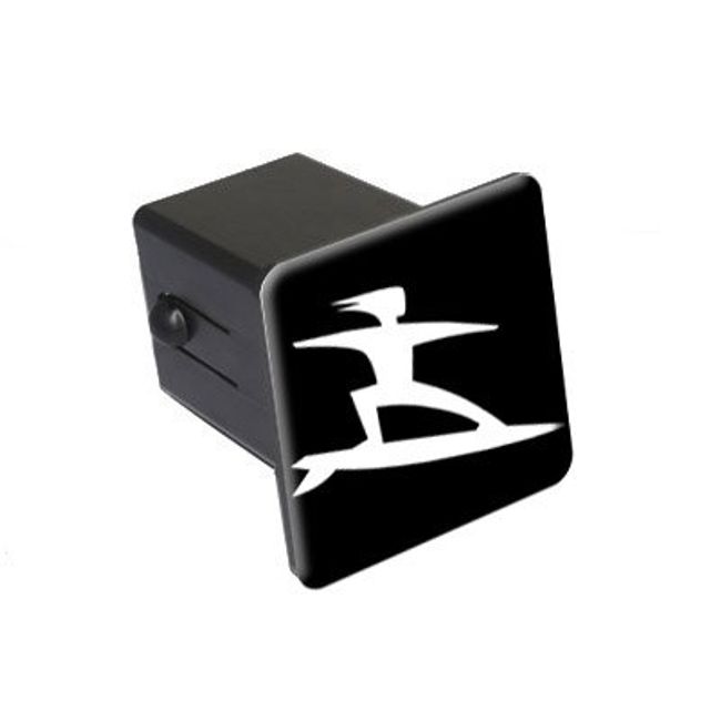 Surfer White On Black - 2" Tow Trailer Hitch Cover Plug Insert