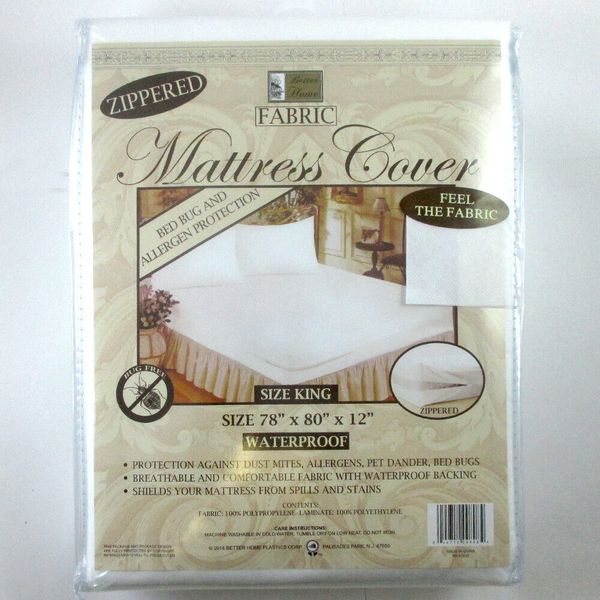 King Size Mattress Cover Zippered Fabric Protector Bed Dust Mite Bug Waterproof