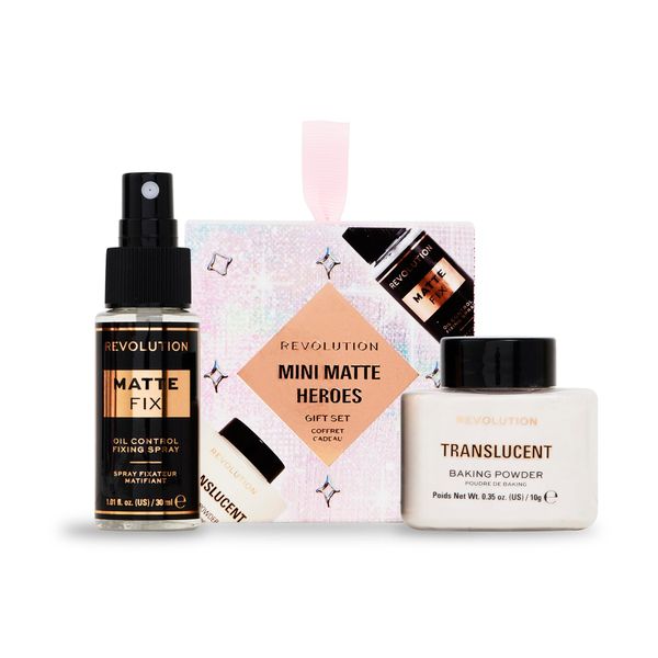 Revolution Beauty Mini Matte Heroes Makeup Gift Set, Mini Kit of Matte Fixing Spray & Translucent Baking Powder, Vegan & Cruelty-Free