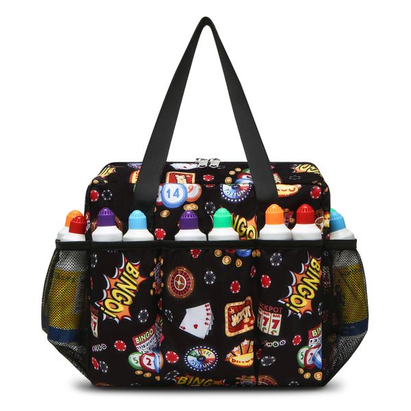 Bingo Bag for Bingo Accessories Bingo Bags with Pockets for Bingo Daubers Dabbers Dobbers Dotters Bingo Stuff Supplies for Bingo Game Lovers Players Bingo Night Prizes for Adults Seniors Bingo Gadgets