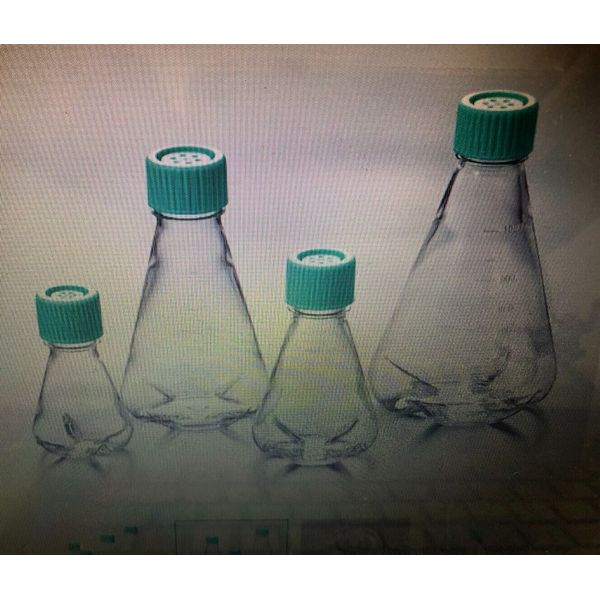500ml Erlenmeyer Flasks, PC, Baffled, Non-treated, Vent Cap, sterilized, 12/CS