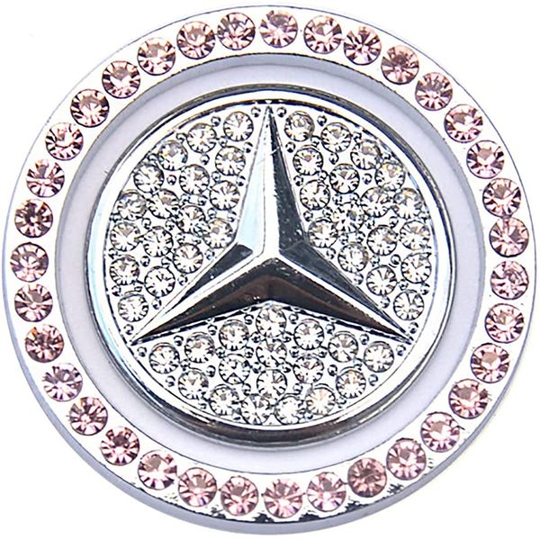 (MHNETY) Suitable for Benz Engine Start Button Rhinestone Swarovski Train Engine Button Cover Button Switch Decorative Cover. Two-Piece Suit (Pink)