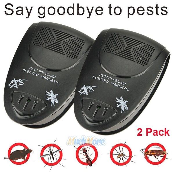 2 x Ultrasonic Pest Insect Rodent Repeller Mice Rat Cockroach Electronic Plug-In