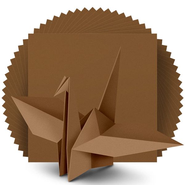 IOOLEEM Origami Paper, 200 Sheets, Brown Origami Paper, 6 Inch Square, Double Sided Colored paper.