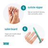 TRIM Manicure & Pedicure Kit – Includes Fingernail Clipper, Toenail Clipper, Nail Scissors, Cuticle Nipper, Cuticle Pusher, Nail Brush, Salon Board, 4-Step Buffing Board & Storage Pouch – 8 Pieces