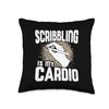 Scribbling Is My Cardio Sketch Pencil Drawing Throw Pillow