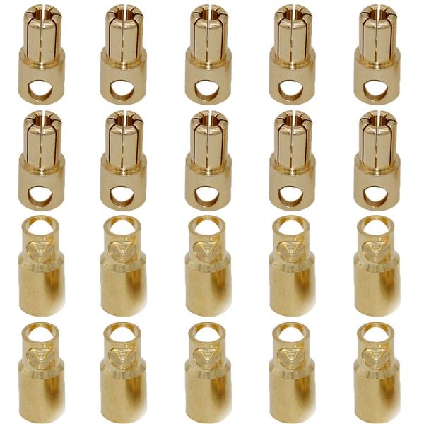 Yiqigou 10 Pairs Gold-Plated 8.0mm 8mm Male Female Banana Plugs Bullet Connector for RC Battery ESC Motor (8.0mm Bullet Connector)