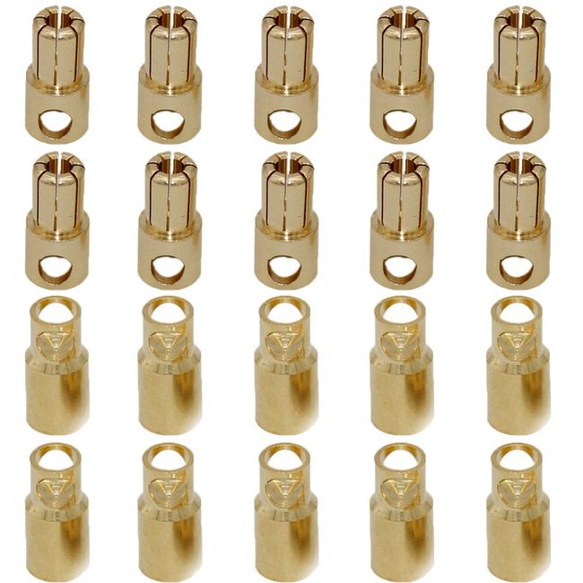 Yiqigou 10 Pairs Gold-Plated 8.0mm 8mm Male Female Banana Plugs Bullet Connector for RC Battery ESC Motor (8.0mm Bullet Connector)