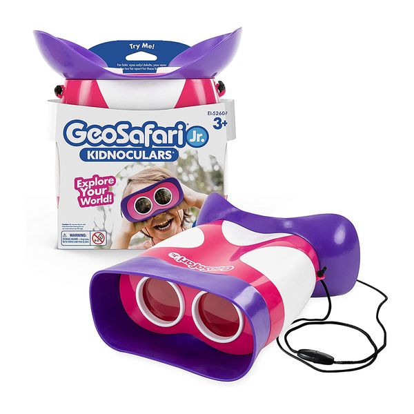 Learning Resources GeoSafari Jr. Kidnoculars Pink Binoculars For Toddlers & Kids, Gift for Toddlers Ages 3+, Childrens Binoculars, Outdoor Play, EYFS Outdoor Resources.