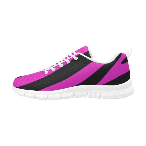 Womens Sneakers, Black and Purple Stripe Running Shoes - 7