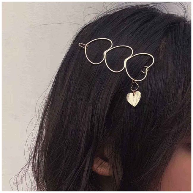 Cimenexe Bohemian Herz Haarspange Hohles Herz Haarspange Liebe Herz Baumeln Haarnadel Gold Dreifach Herz Haarnadeln Clips Metall Herz Kopfbedeckung Dekorativer Haarschmuck Schmuck für Damen und