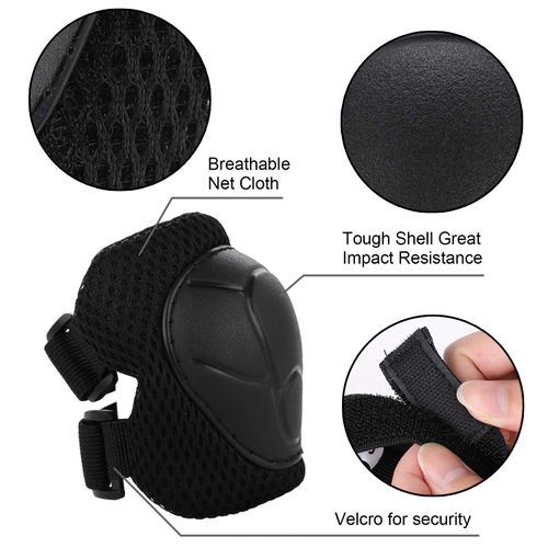 Jim's Store Children's Knee Pads Elbow Pads Wrist Guard Set for Outdoor Sports Protective Equipment Protectors Inline Protectors Skateboard Scooter Cycling, black