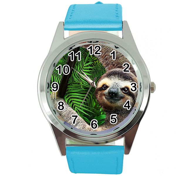 TAPORT® Lazy Sloth Blue Leather Band Quartz Watch