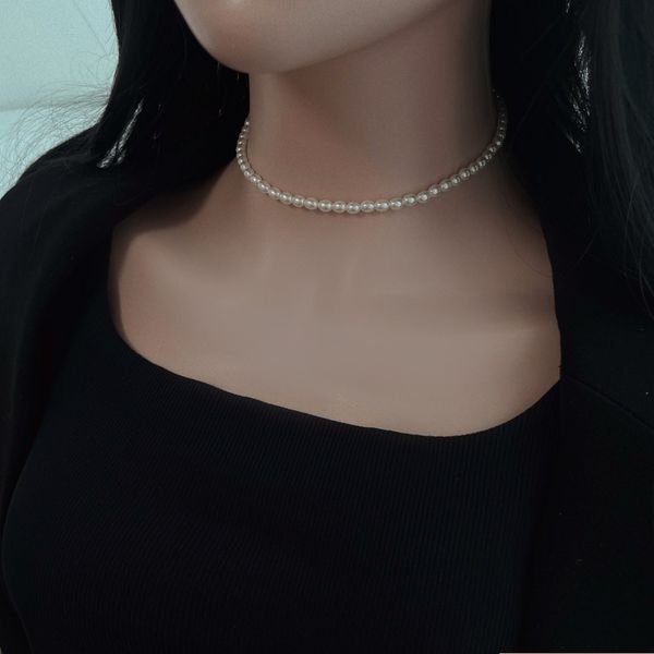 Surgical Mini Rice Pearl Necklace / Surgical Steel Gold Anti-Allergy Summer Point Choker Party BM1060N