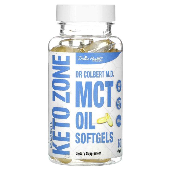 2 X Divine Health, Dr. Colbert's Keto Zone, MCT Oil Softgels, 1,000 mg, 60 Softg
