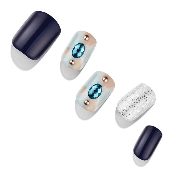 Dashing Diva Magic Press MJP078PR Gel Nail Stickers, Artificial Nails, Color Gel, Design, For Hands, Color: Blue, Shape: Square, Standard, Average