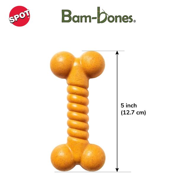 SPOT Bam-Bones Twist Bone - Made with Strong Bamboo Fiber, Durable Long Lasting Chew Toy for Light to Moderate Chewers for Dogs & Teething Puppies Under 25lbs, 5in Allergen Free Peanut Butter Flavor