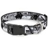 Buckle-Down 13-18" Rising Sun White/Gray Plastic Clip Collar, Wide Small
