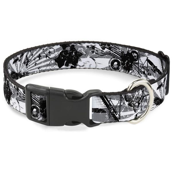 Buckle-Down 13-18" Rising Sun White/Gray Plastic Clip Collar, Wide Small
