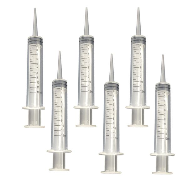 Chaojibao 6-Pack Pet Syringe Bending Nozzle Feeding 12ml Measuring Plastic Curved Liquid Food Injector Dog Cat Water Supply Injector Liquid Food Feeding Needleless Syringe Gardening Sterile Syringe