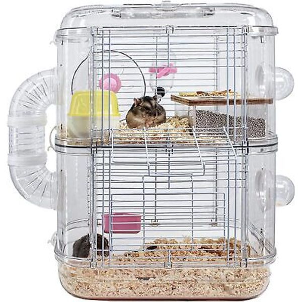 Hamster Cages and Habitats,Rat Cage with 12.5"L x 7.4"W x 15.7"H, White