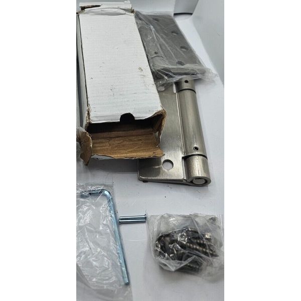 (QTY 2) Global Door Control Spring Hinge Full Satin Nickel 4.5"x4" 907128