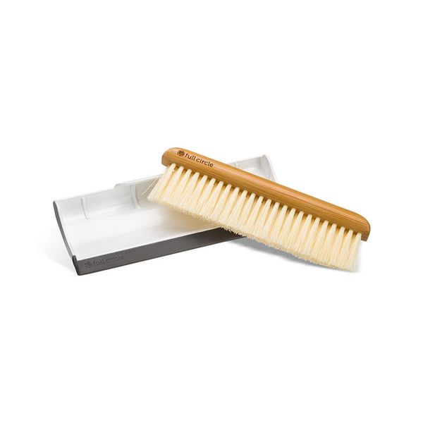 Full Circle Crumb Runner, Counter Sweep and Squeegee, Compact Brush for Sink & Kitchen Countertops, White