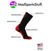 MadSportsStuff Volleyball Logo Crew Socks (Black/Scarlet, Small)