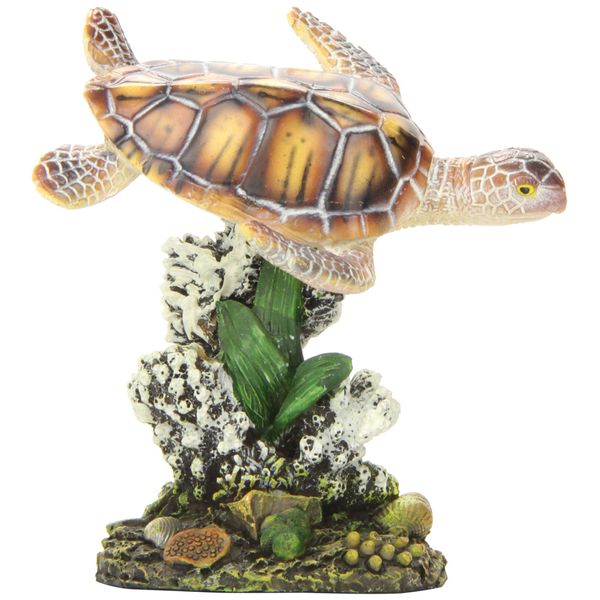 Penn-Plax Swimming Sea Turtle Decor - for Aquarium Fish Tank - Resin Decoration, Small (RR1104)