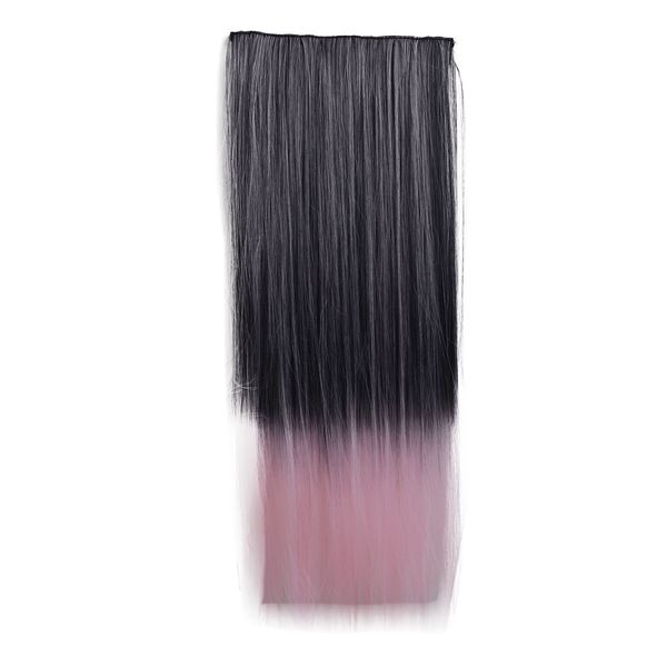 CAISHA 5 Clips 60cm One Piece Clip In Extension Bunte Haarverlängerung Hiztebeständig Haarteil Gewellt oder Glatt Baby Rosa 1T203C