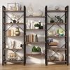 Rustic 5 Tier Bookcase, Triple Wide 5 Shelf Industrial Etagere Bookshelves, Large Open Bookshelf