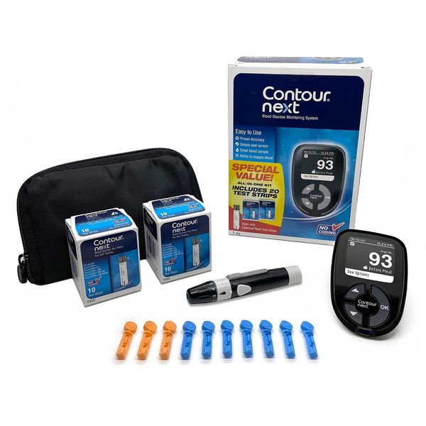 The Contour Next Blood Glucose Monitoring System All-In-One Kit for Diabetes